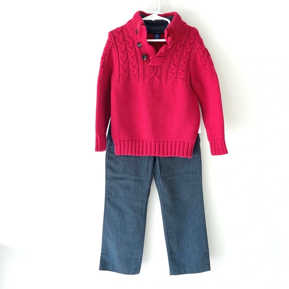 Gap Red Mockneck Sweater & Gray Pants NWT Size 5